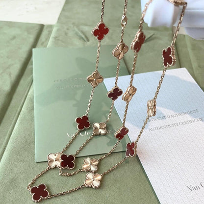[Gaonasi]CLOVER 20 MOTIFS LASER CARNELIAN NECKLACE