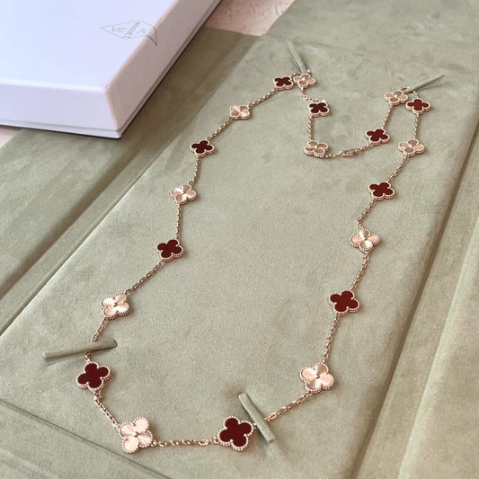 [Gaonasi]CLOVER 20 MOTIFS LASER CARNELIAN NECKLACE