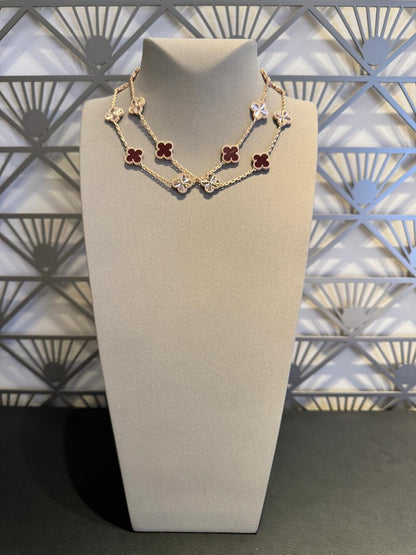 [Gaonasi]CLOVER 20 MOTIFS LASER CARNELIAN NECKLACE