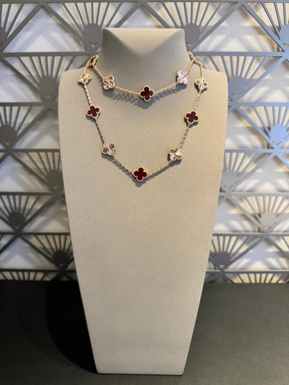 [Gaonasi]CLOVER 20 MOTIFS LASER CARNELIAN NECKLACE