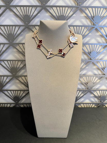 [Gaonasi]CLOVER 20 MOTIFS LASER CARNELIAN NECKLACE