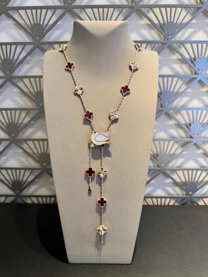 [Gaonasi]CLOVER 20 MOTIFS LASER CARNELIAN NECKLACE