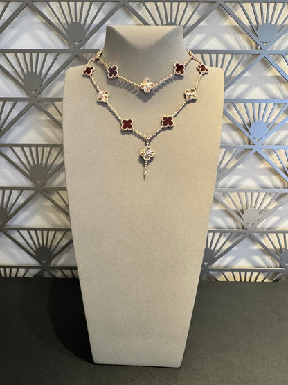 [Gaonasi]CLOVER 20 MOTIFS LASER CARNELIAN NECKLACE