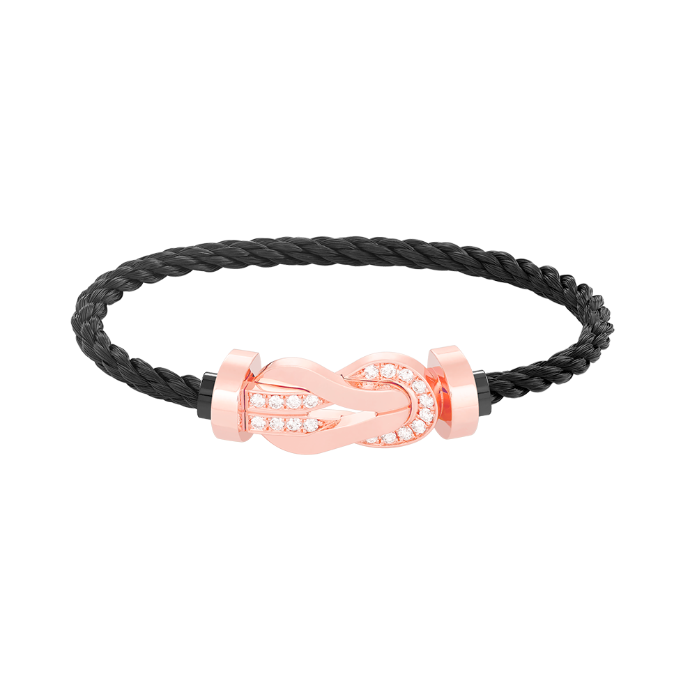 [Gaonasi]CHANCE LARGE 8 FIGURE BUCKLE HALF DIAMOND BRACELET ROSE GOLD