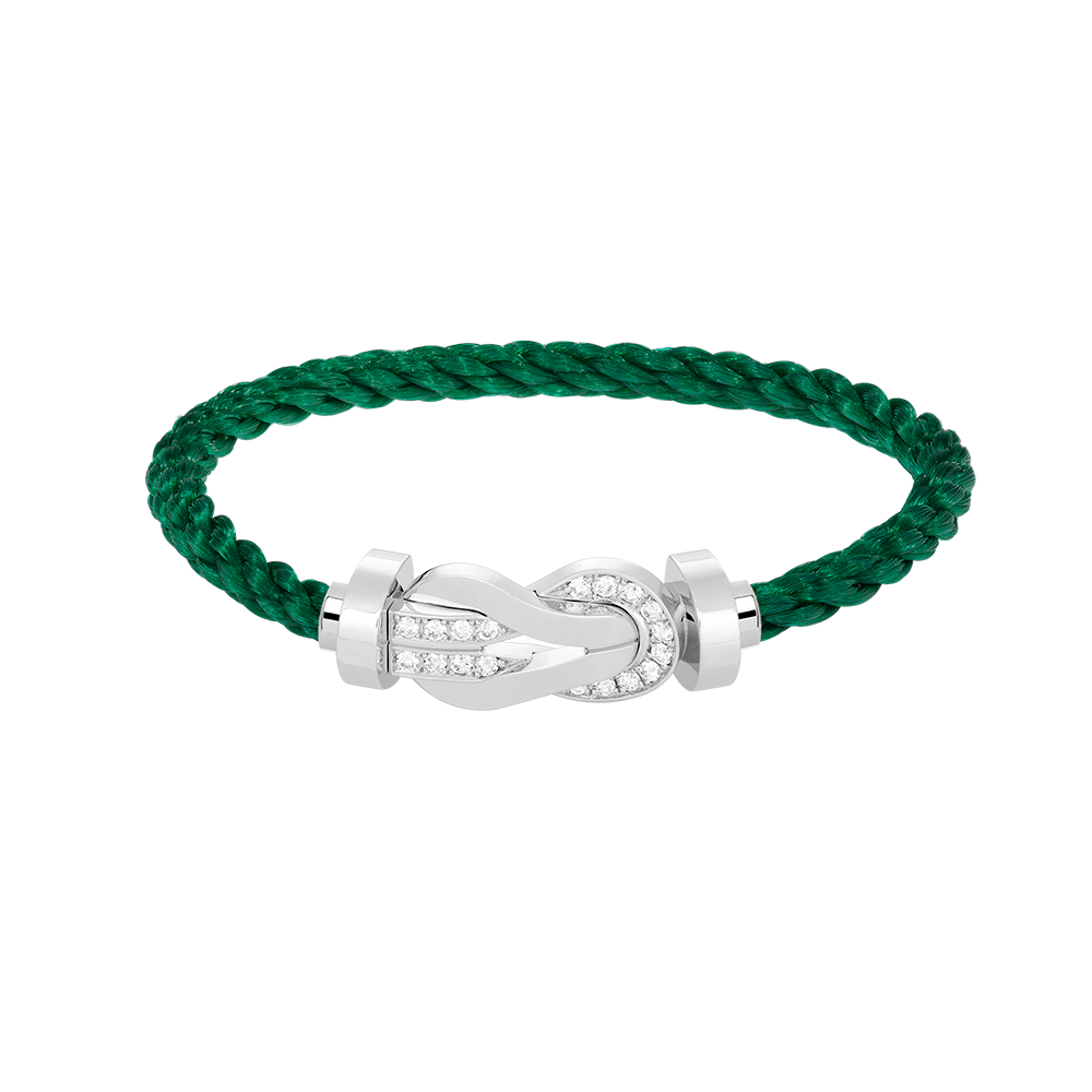 [Gaonasi]CHANCE LARGE 8 FIGURE BUCKLE HALF DIAMOND BRACELET SILVER