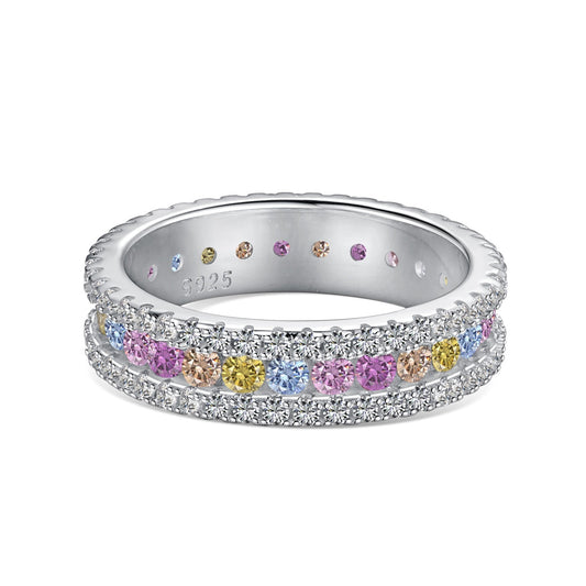 [Gaonasi]Delicate Colorful Round Cut Daily Ring