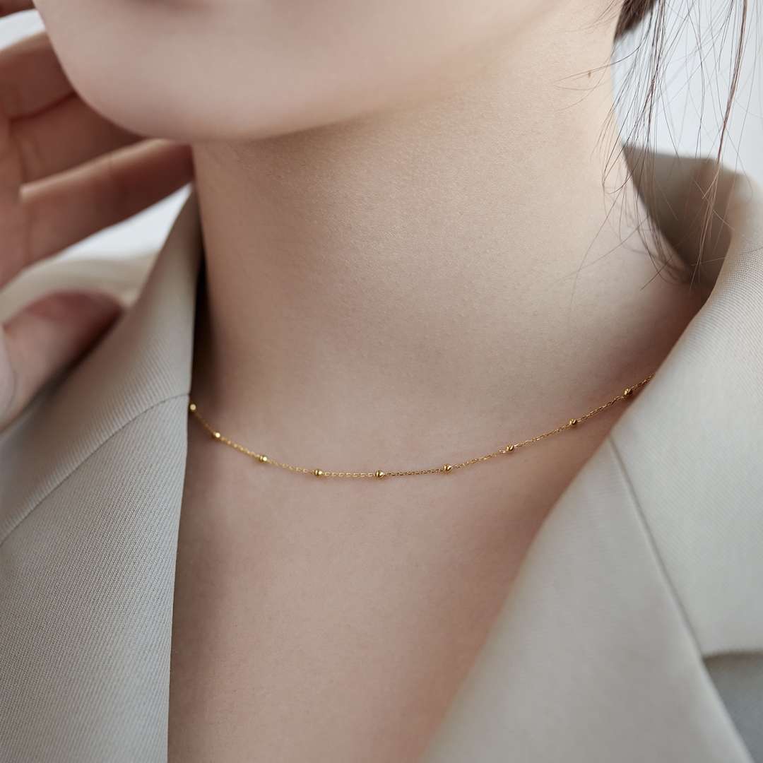 [Gaonasi]Small Bead Clavicle Chain Simple Necklace