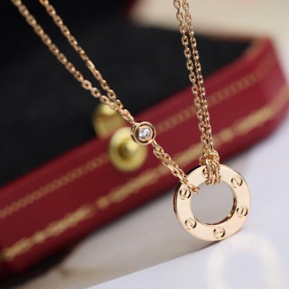 [Gaonasi]LOVE NECKLACE ADJUSTABLE ROSE GOLD 2 DIAMOND