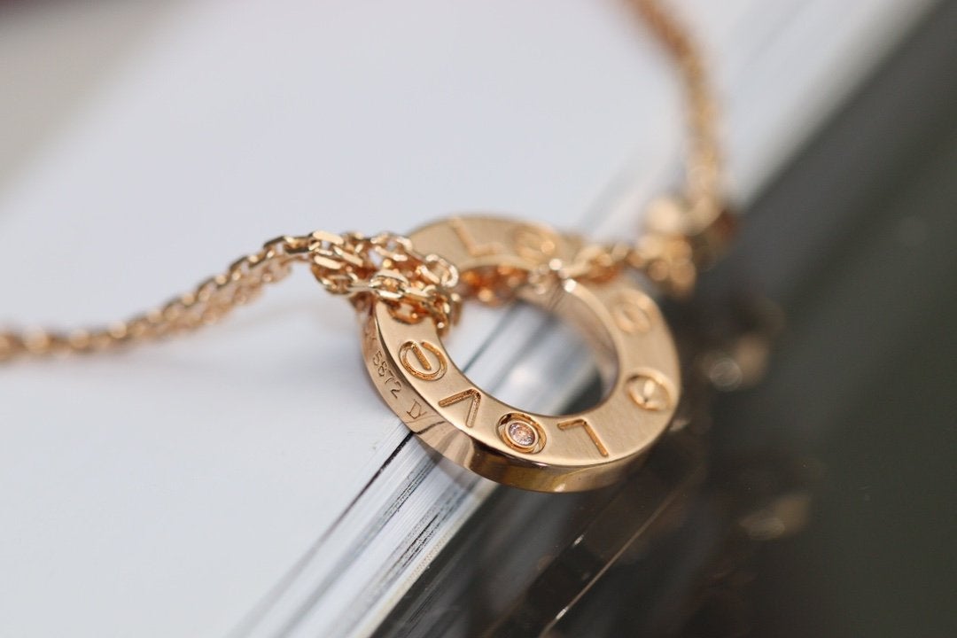 [Gaonasi]LOVE NECKLACE ADJUSTABLE ROSE GOLD 2 DIAMOND