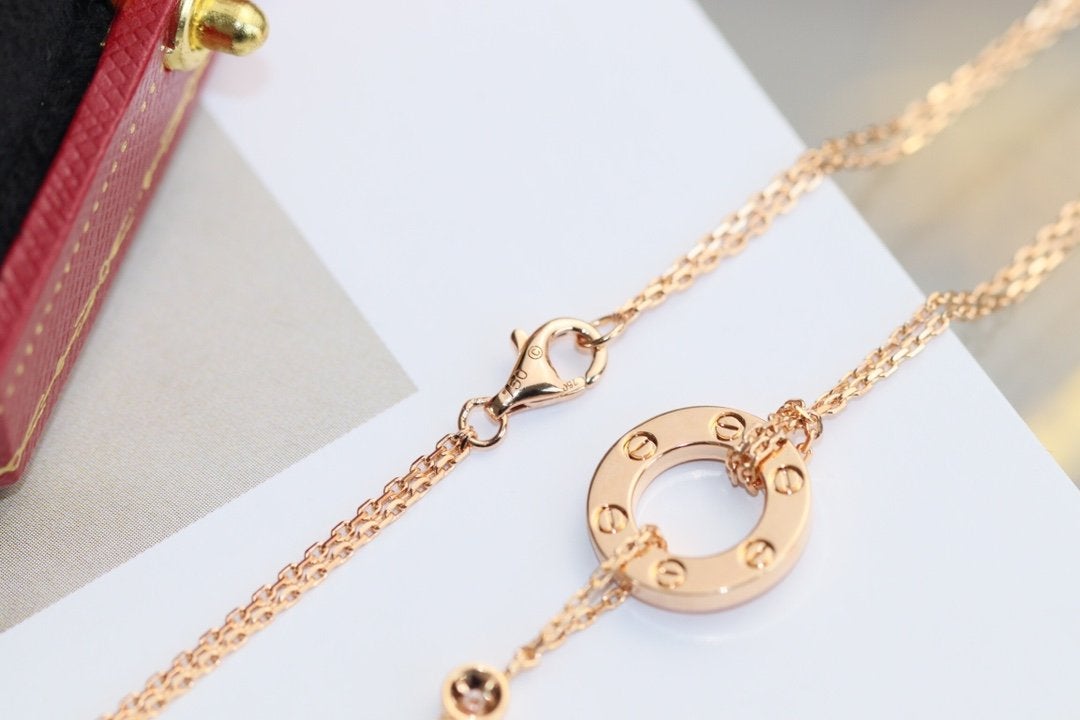 [Gaonasi]LOVE NECKLACE ADJUSTABLE ROSE GOLD 2 DIAMOND