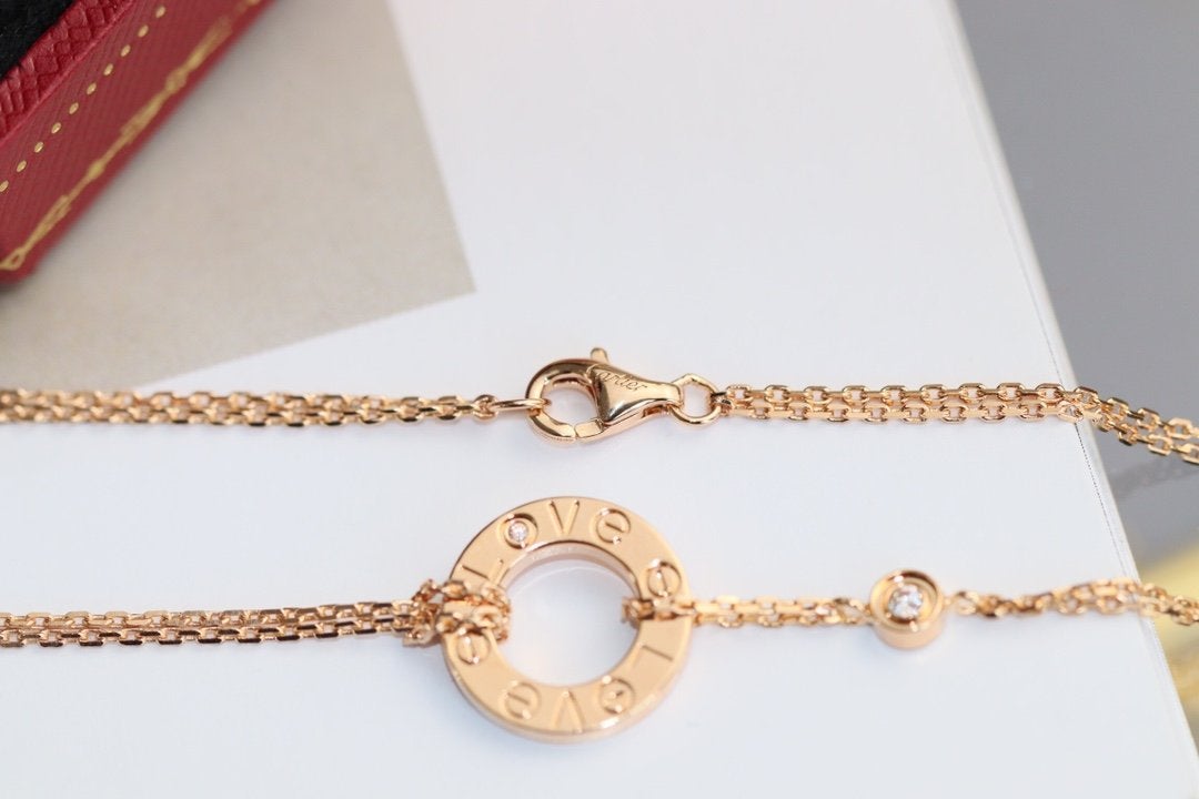 [Gaonasi]LOVE NECKLACE ADJUSTABLE ROSE GOLD 2 DIAMOND