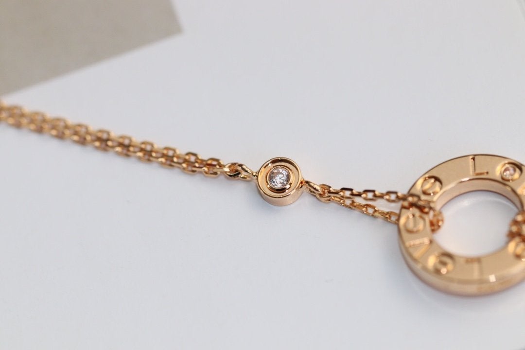 [Gaonasi]LOVE NECKLACE ADJUSTABLE ROSE GOLD 2 DIAMOND