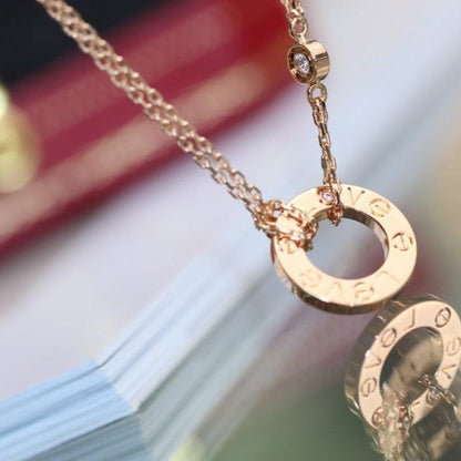 [Gaonasi]LOVE NECKLACE ADJUSTABLE ROSE GOLD 2 DIAMOND