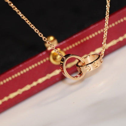 [Gaonasi]LOVE NECKLACE PINK GOLD AND SILVER