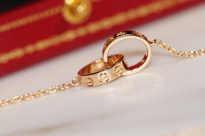 [Gaonasi]LOVE NECKLACE PINK GOLD AND SILVER