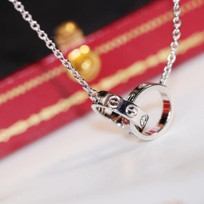 [Gaonasi]LOVE NECKLACE PINK GOLD AND SILVER