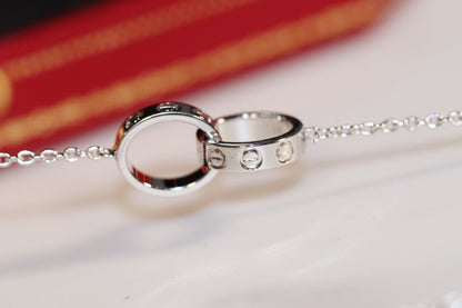[Gaonasi]LOVE NECKLACE PINK GOLD AND SILVER