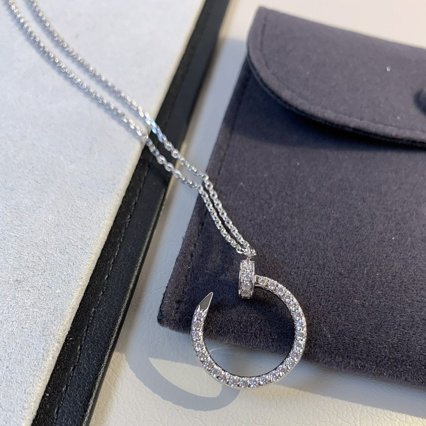[Gaonasi]JUSTE NECKLACE SILVER DIAMONDS