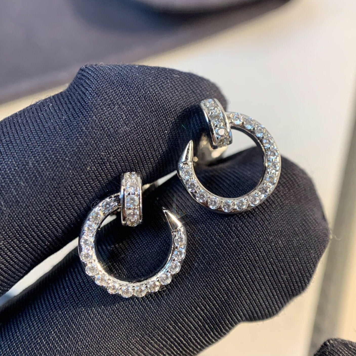 [Gaonasi]JUSTE EARRINGS SILVER DIAMONDS