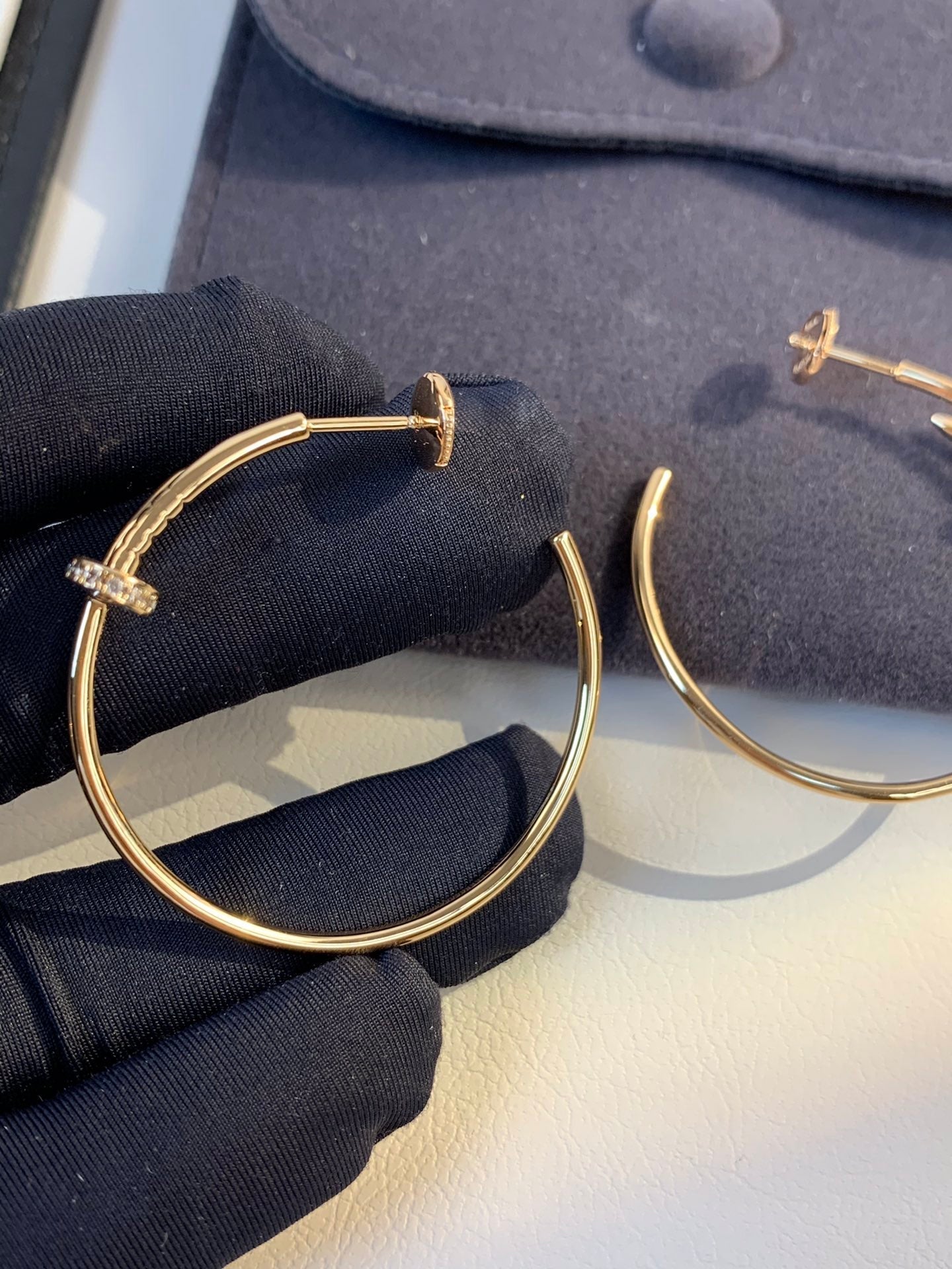 [Gaonasi]JUSTE EARRINGS GOLD DIAMONDS 1.8MM
