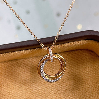 [Gaonasi]TRINITY NECKLACE SILVER GOLD PINK GOLD DIAMONDS