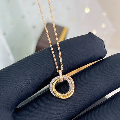 [Gaonasi]TRINITY NECKLACE SILVER GOLD PINK GOLD DIAMONDS