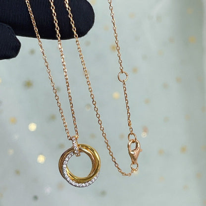 [Gaonasi]TRINITY NECKLACE SILVER GOLD PINK GOLD DIAMONDS