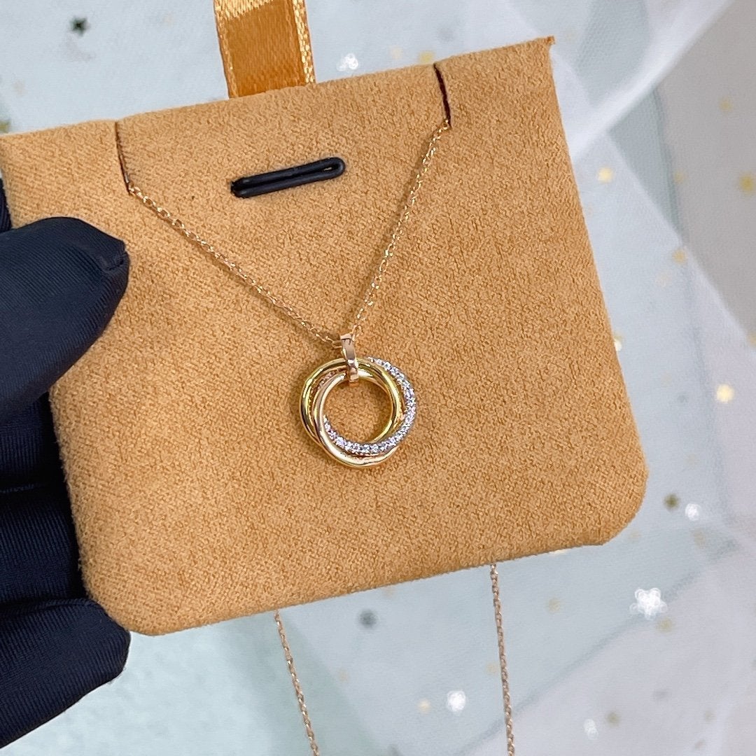 [Gaonasi]TRINITY NECKLACE SILVER GOLD PINK GOLD DIAMONDS