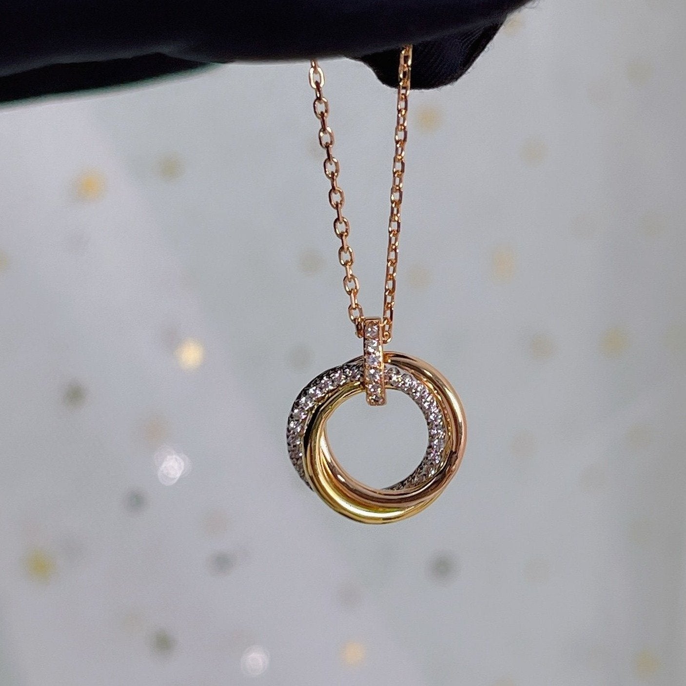 [Gaonasi]TRINITY NECKLACE SILVER GOLD PINK GOLD DIAMONDS