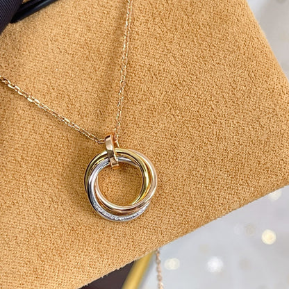 [Gaonasi]TRINITY NECKLACE SILVER GOLD PINK GOLD DIAMONDS