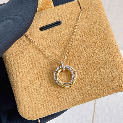 [Gaonasi]TRINITY NECKLACE SILVER GOLD PINK GOLD DIAMONDS