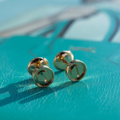 [Gaonasi]LOVE EARRINGS PINK GOLD 10MM
