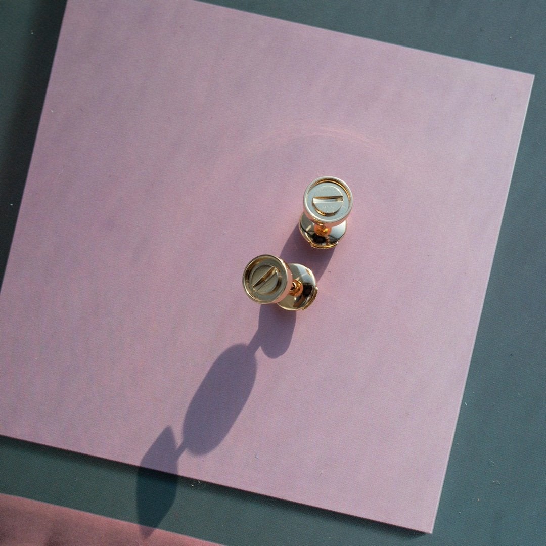 [Gaonasi]LOVE EARRINGS PINK GOLD 10MM