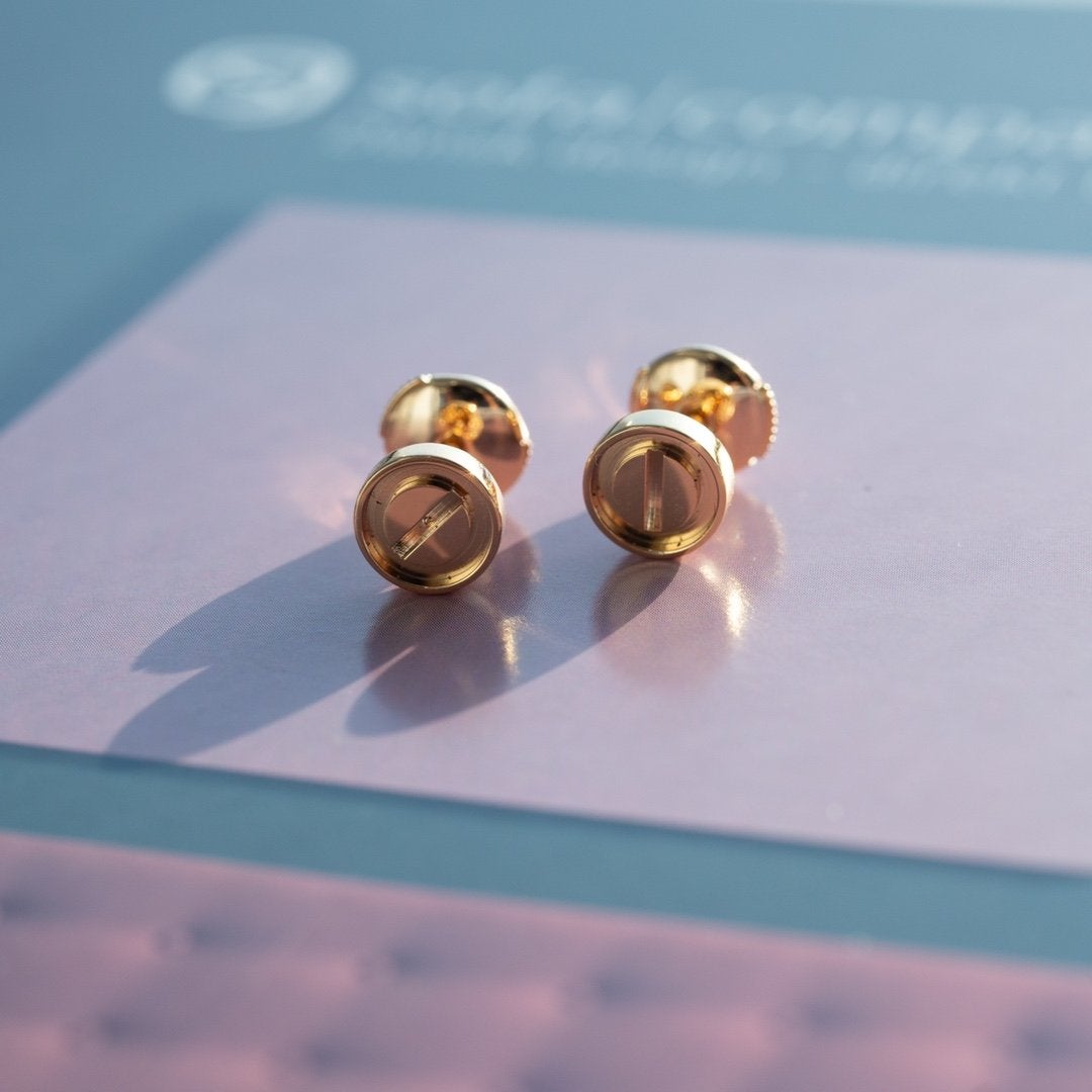 [Gaonasi]LOVE EARRINGS PINK GOLD 10MM