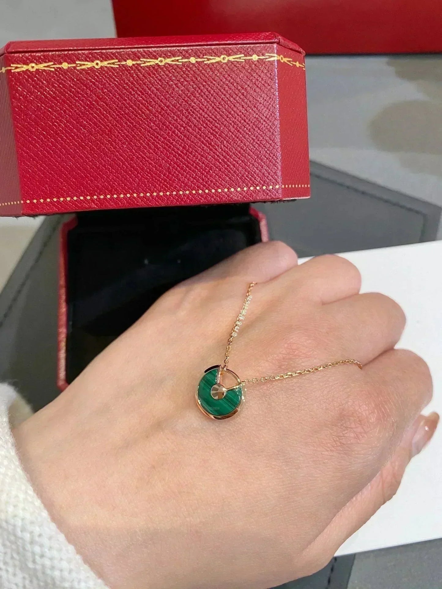 [Gaonasi]AMULETTE ROSE GOLD MALACHITE NECKLACE