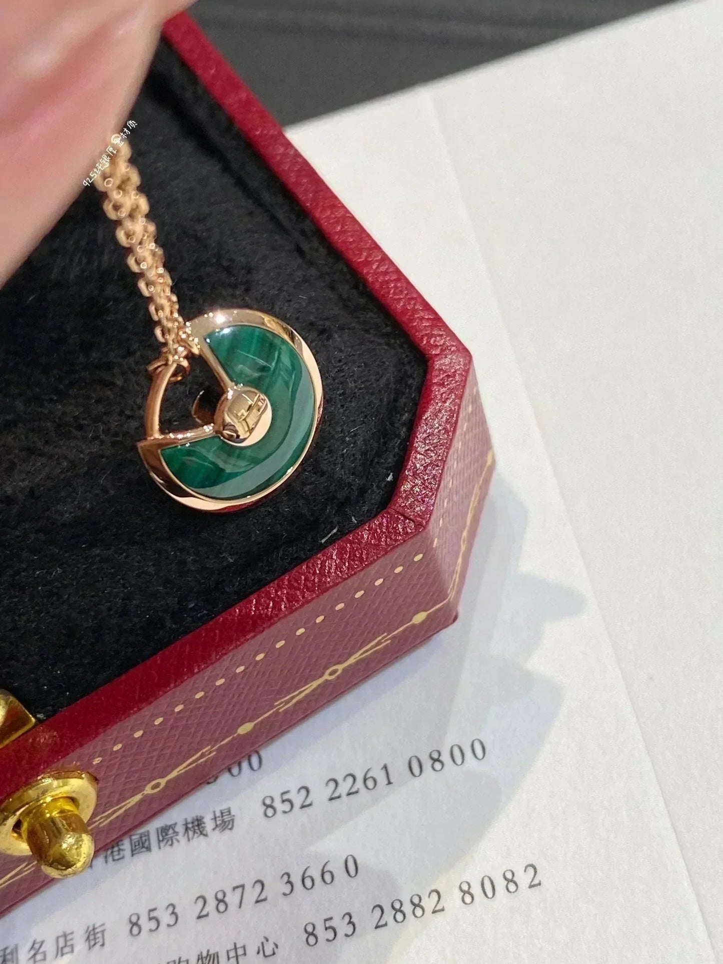 [Gaonasi]AMULETTE ROSE GOLD MALACHITE NECKLACE