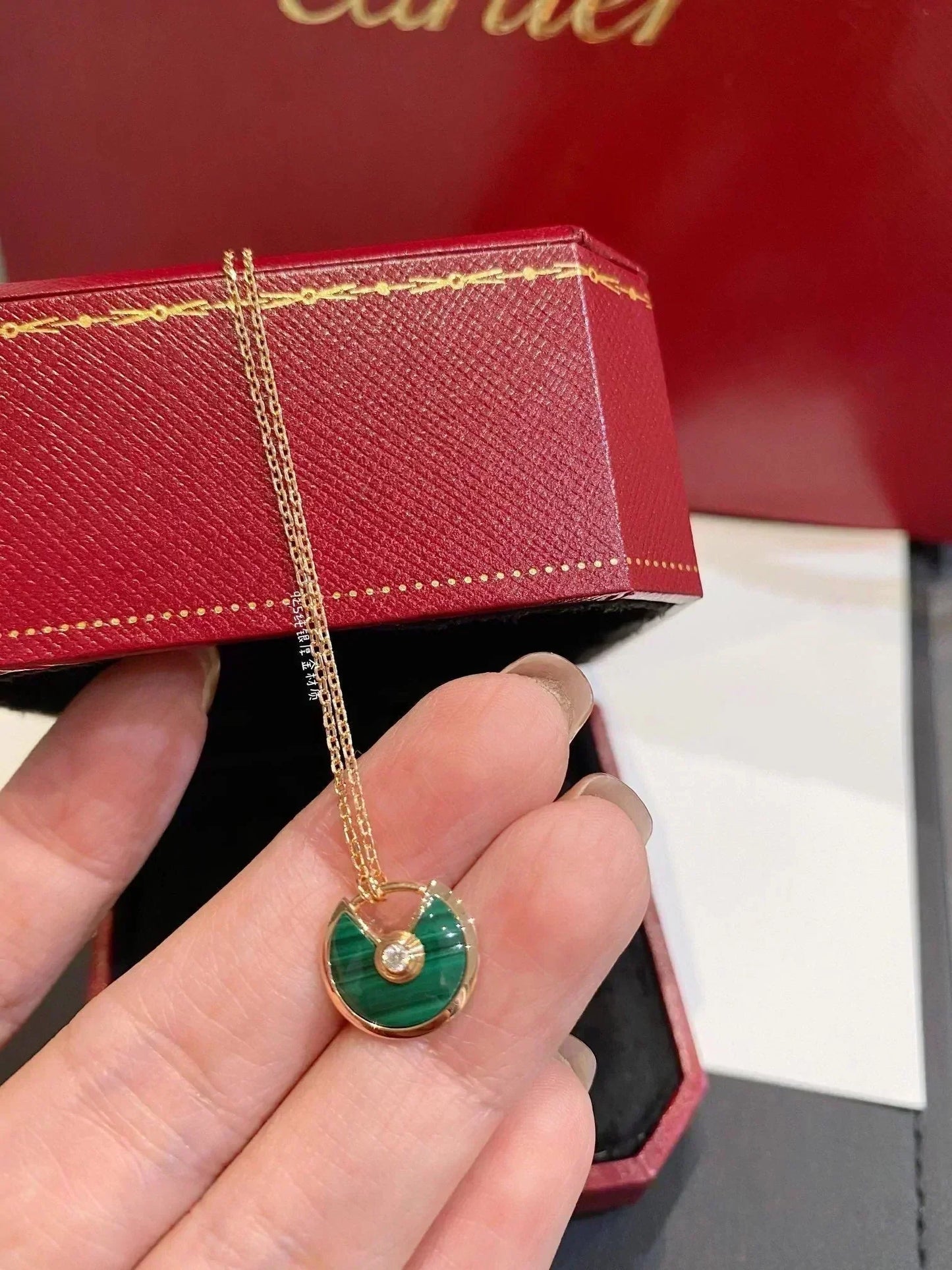 [Gaonasi]AMULETTE ROSE GOLD MALACHITE NECKLACE