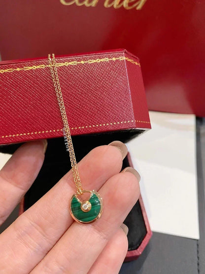 [Gaonasi]AMULETTE ROSE GOLD MALACHITE NECKLACE