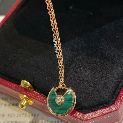 [Gaonasi]AMULETTE ROSE GOLD MALACHITE NECKLACE