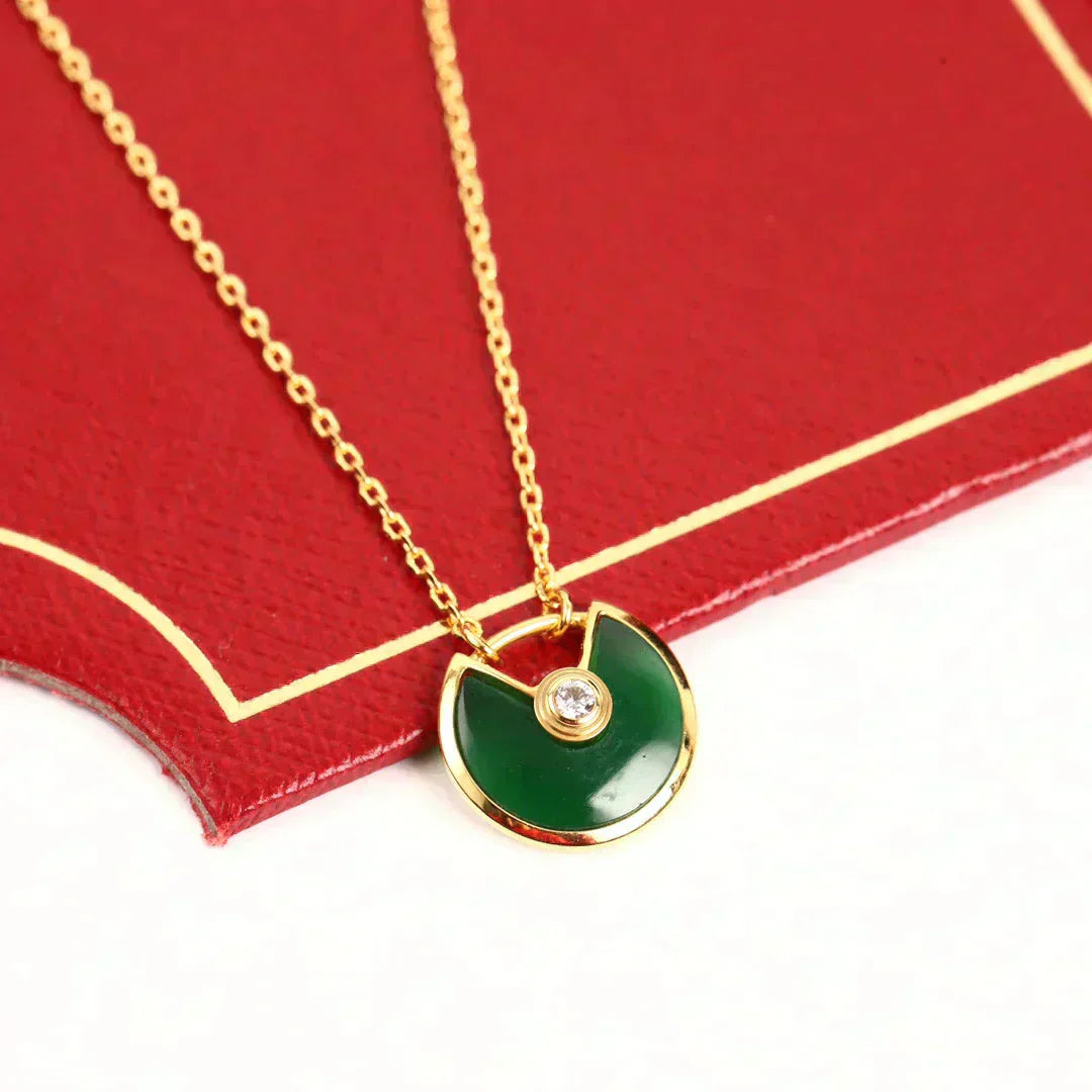 [Gaonasi]AMULETTE GOLD MALACHITE NECKLACE