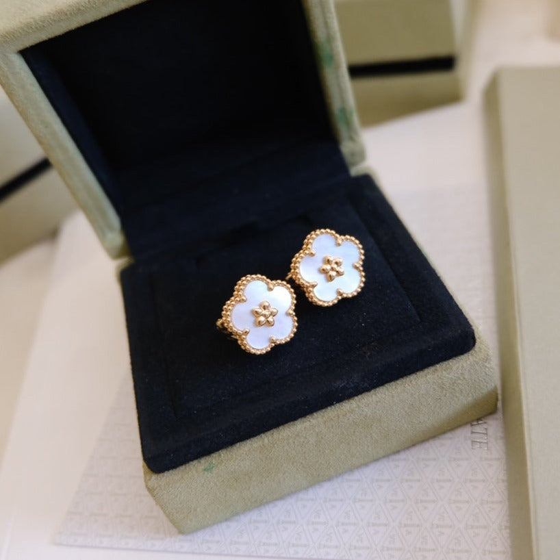 [Gaonasi]LUCKY PINK GOLD WHITE MOP EARRINGS