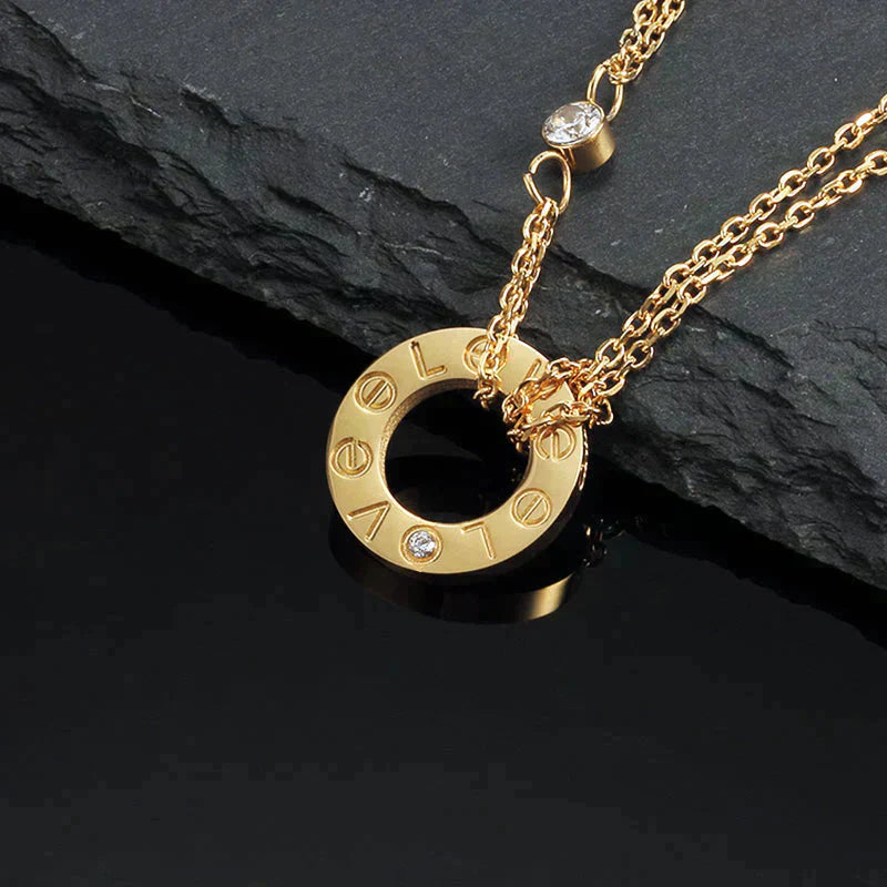 [Gaonasi]LOVE NECKLACE 16MM 2 DIAMONDS