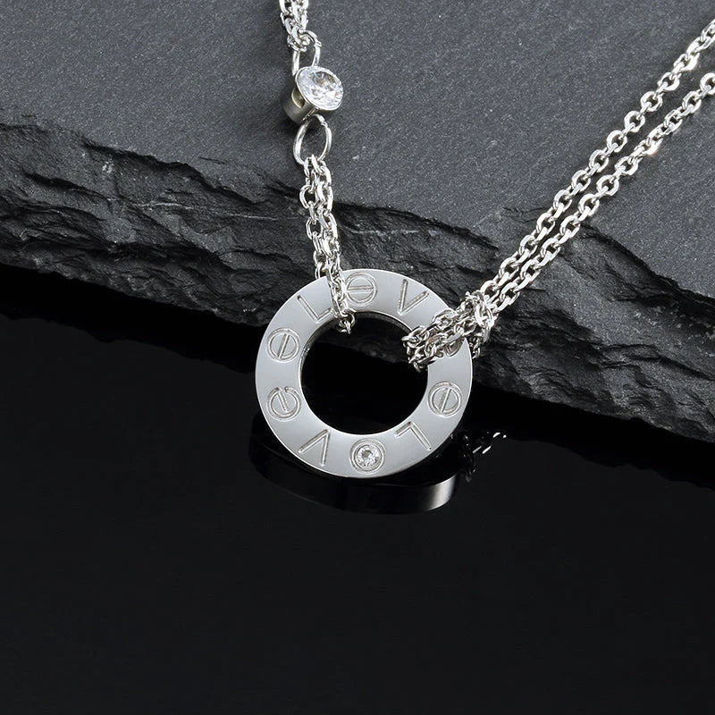 [Gaonasi]LOVE NECKLACE 16MM 2 DIAMONDS