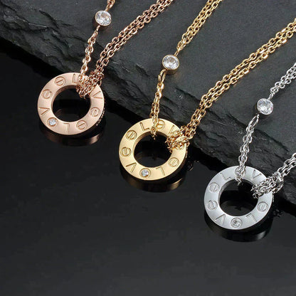 [Gaonasi]LOVE NECKLACE 16MM 2 DIAMONDS