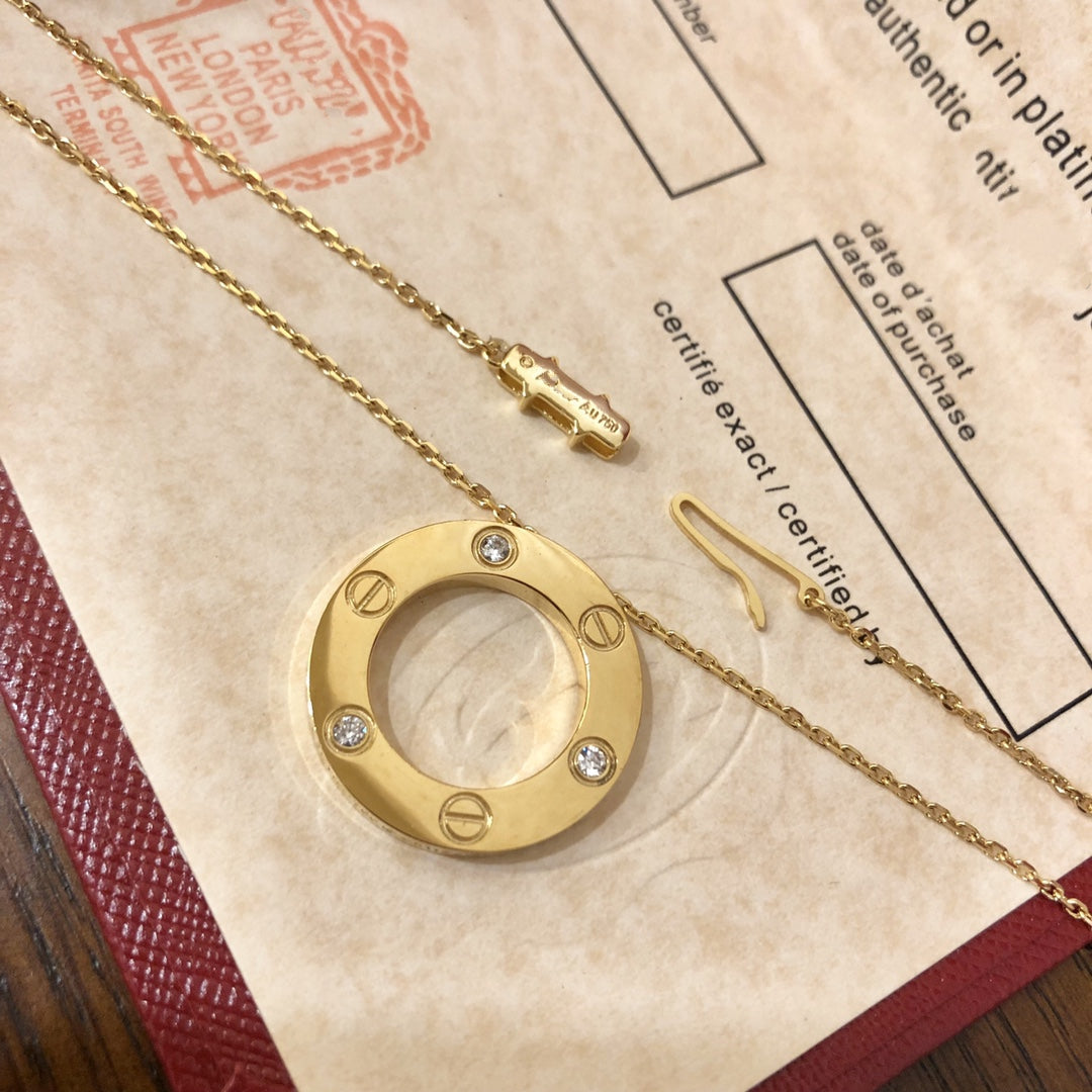 [Gaonasi]LOVE NECKLACE 16MM 3 DIAMONDS