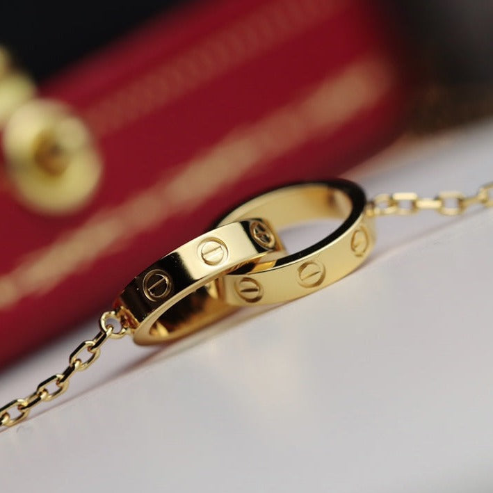 [Gaonasi]LOVE NECKLACE DOUBLE RING GOLD