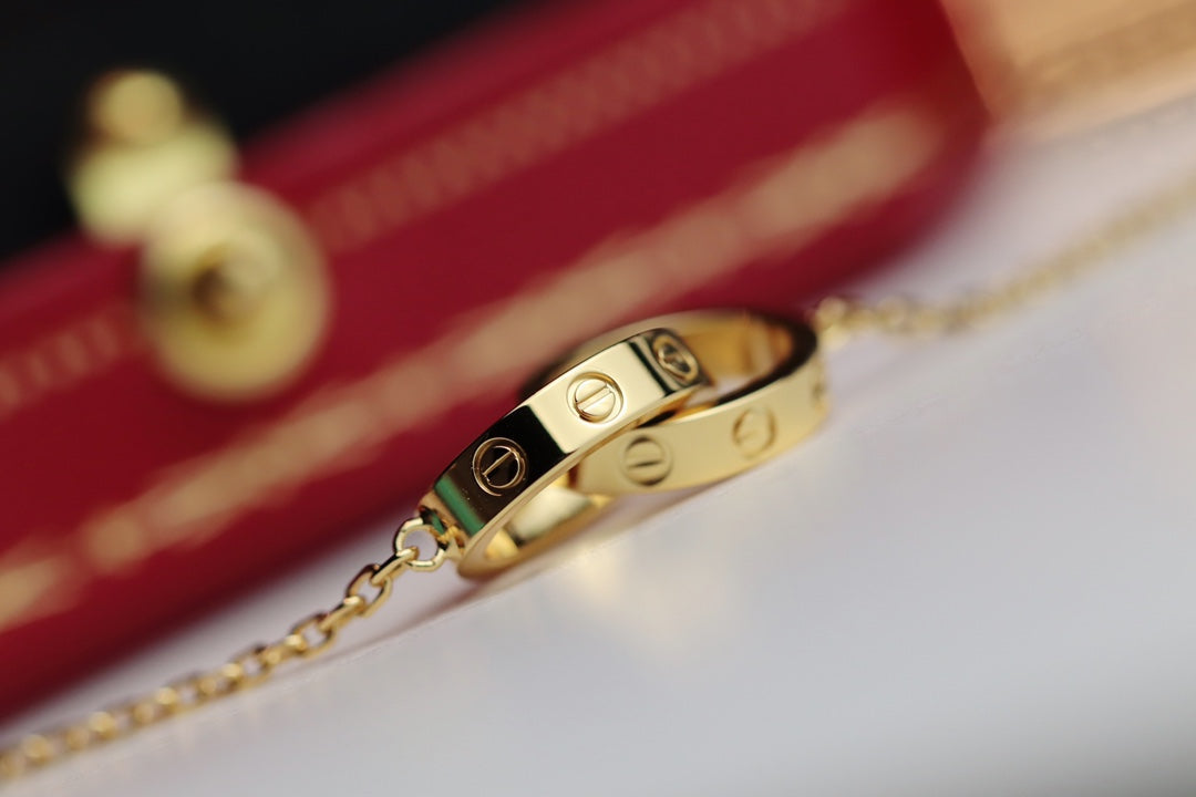 [Gaonasi]LOVE NECKLACE DOUBLE RING GOLD