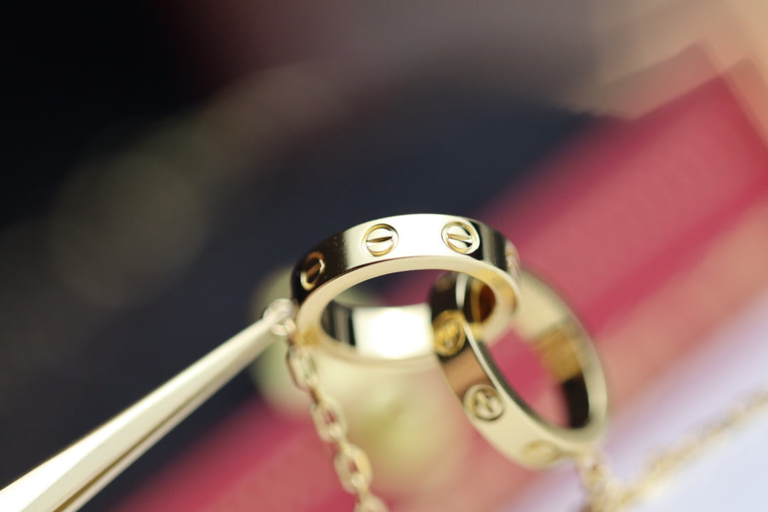[Gaonasi]LOVE NECKLACE DOUBLE RING GOLD