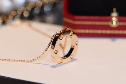 [Gaonasi]LOVE NECKLACE 16MM 6 DIAMONDS PINK GOLD