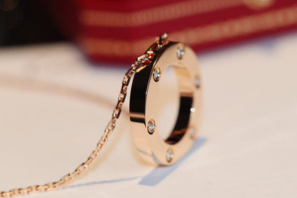 [Gaonasi]LOVE NECKLACE 16MM 6 DIAMONDS PINK GOLD